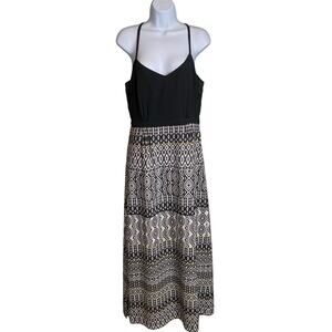 J‎ Crew Women's Black Gray Tribal Print Maxi Dress Size 8 Coastal Flowy Timeless